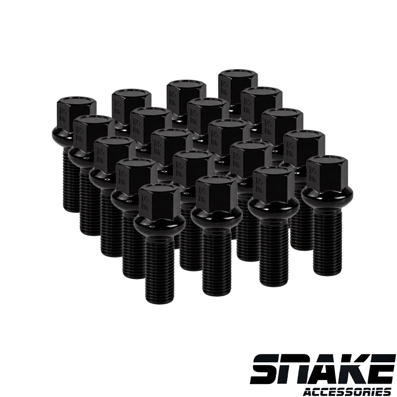 Boulons de roue noir (lug bolts) de la marque snake Hexagonal  � Ball seat  � 17  � 28  � 15  X 1.5 (MM)